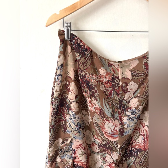 90s Vintage Whimsical Floral Fairy Tiered Ruffle Earth Tone Paisley Maxi Skirt - Picture 3 of 11